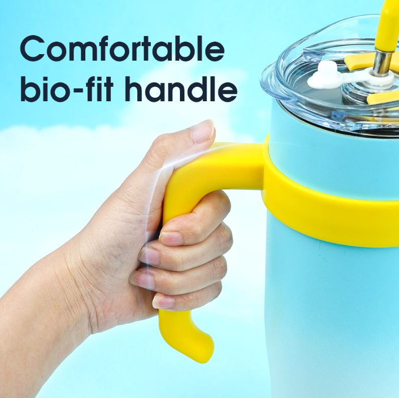 1200ml/40.57fl.oz. Extra Large Basic Thermos Cup with Straw (Gradient Blue)