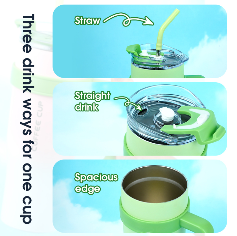 1200ml/40.57fl.oz. Extra Large Basic Thermos Cup with Straw (Gradient Green)