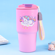 620ml/20.96fl.oz. Starlight Family Basic Coffee Thermos Cup with Lanyard (Dark Pink)