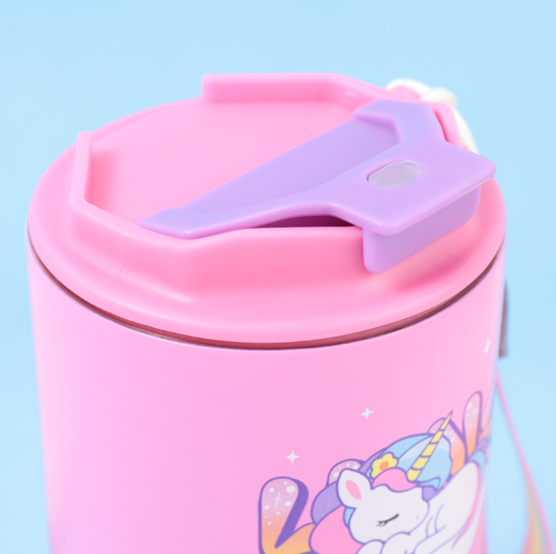 620ml/20.96fl.oz. Starlight Family Basic Coffee Thermos Cup with Lanyard (Dark Pink)