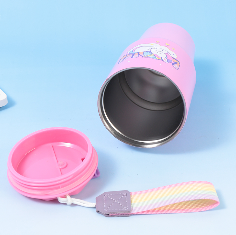 620ml/20.96fl.oz. Starlight Family Basic Coffee Thermos Cup with Lanyard (Dark Pink)