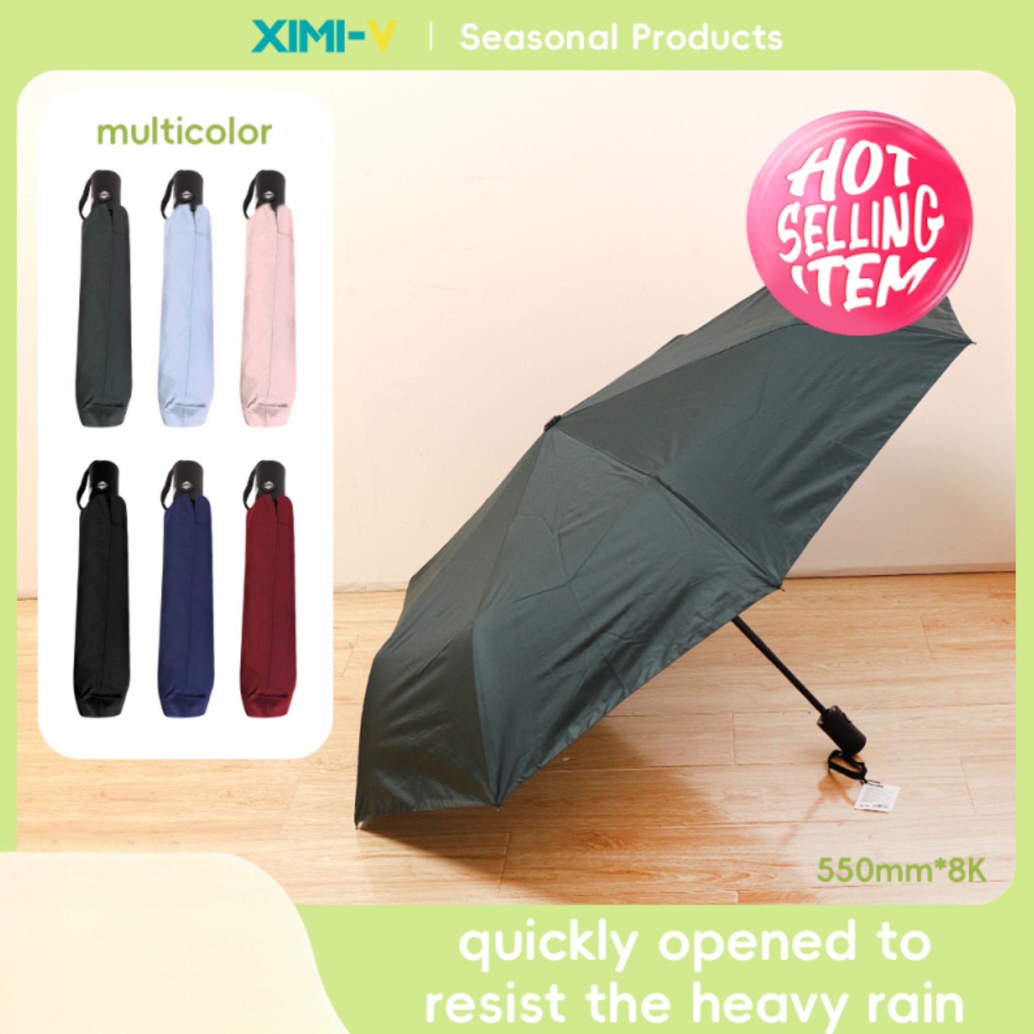 Simple Automatic Folding Umbrella for Rain & Sun