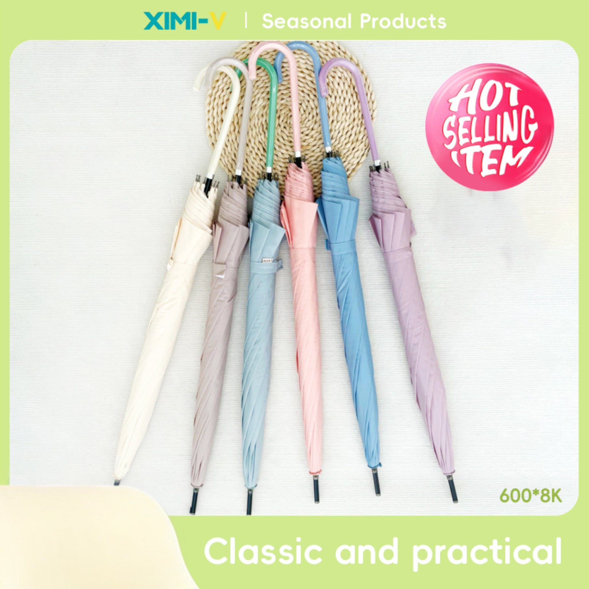 Mori Fresh Plain Long Handle Umbrella (Blend)