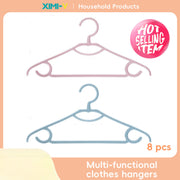 Multifunctional plastic coat hanger /8 packs (mixed colors)
