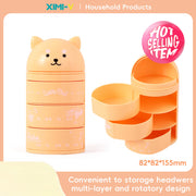 Cartoon Three-Layer Rotating Desktop Plastic Storage Box (Ye
