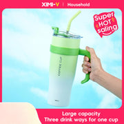 1200ml/40.57fl.oz. Extra Large Basic Thermos Cup with Straw (Gradient Green)