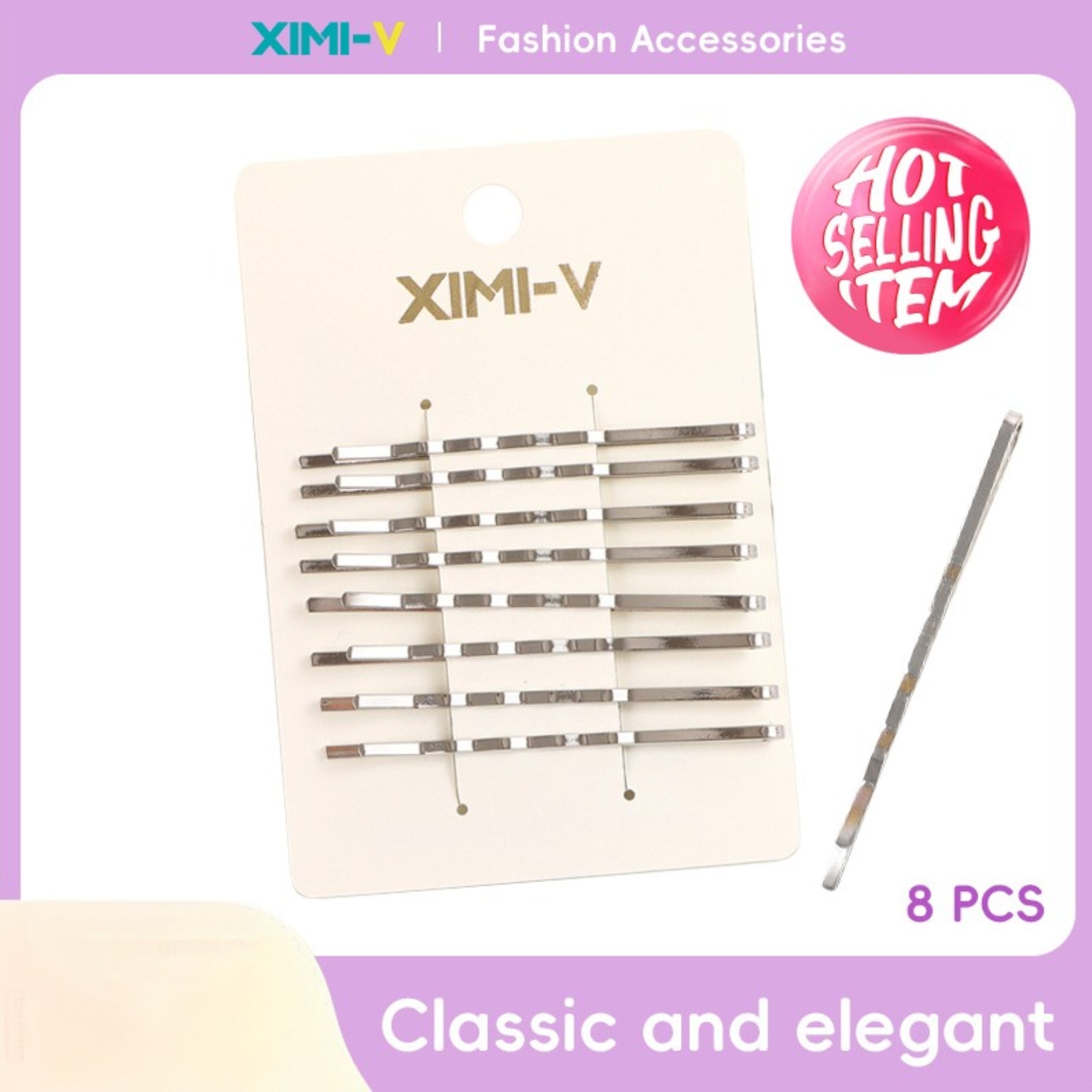 Silver wavy pattern base one word clip 8