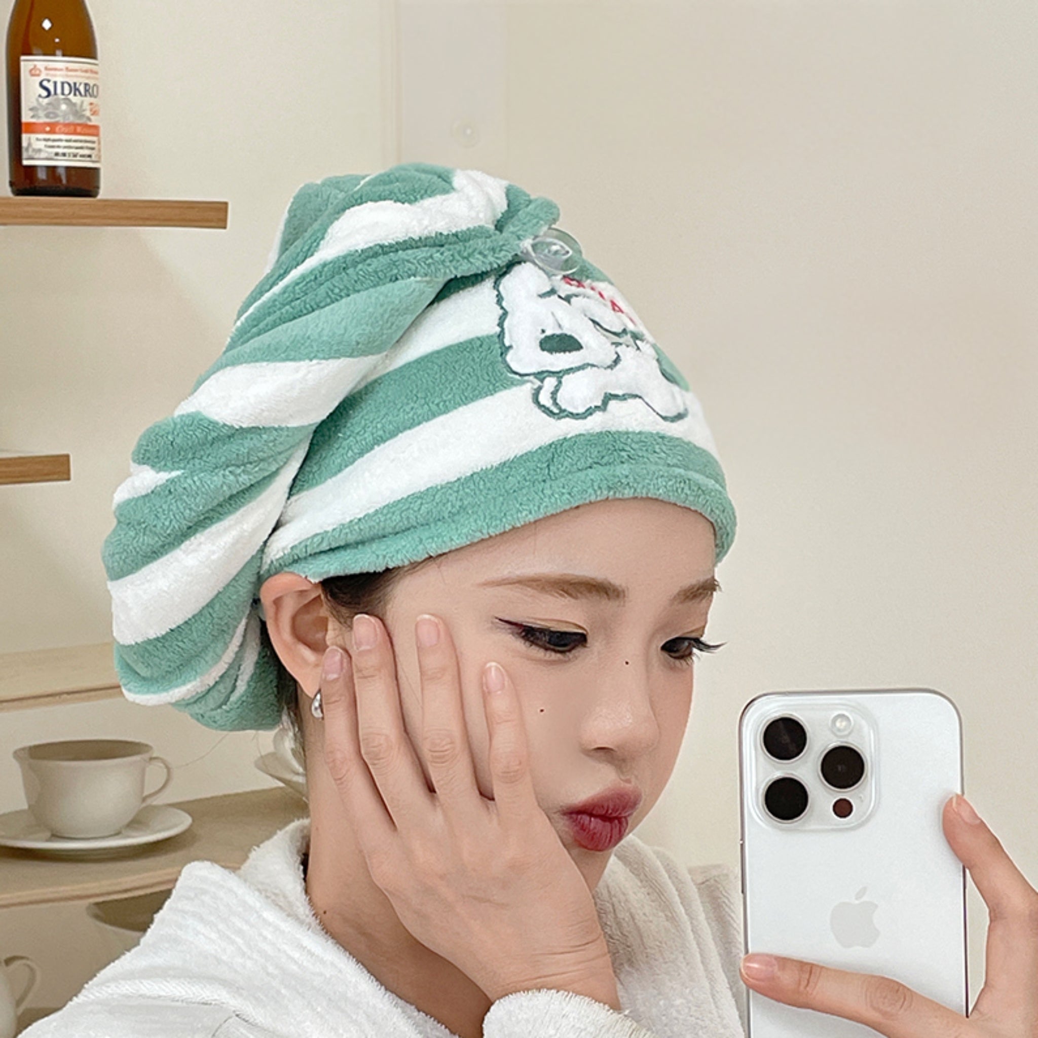 Striped puppy dry hair cap