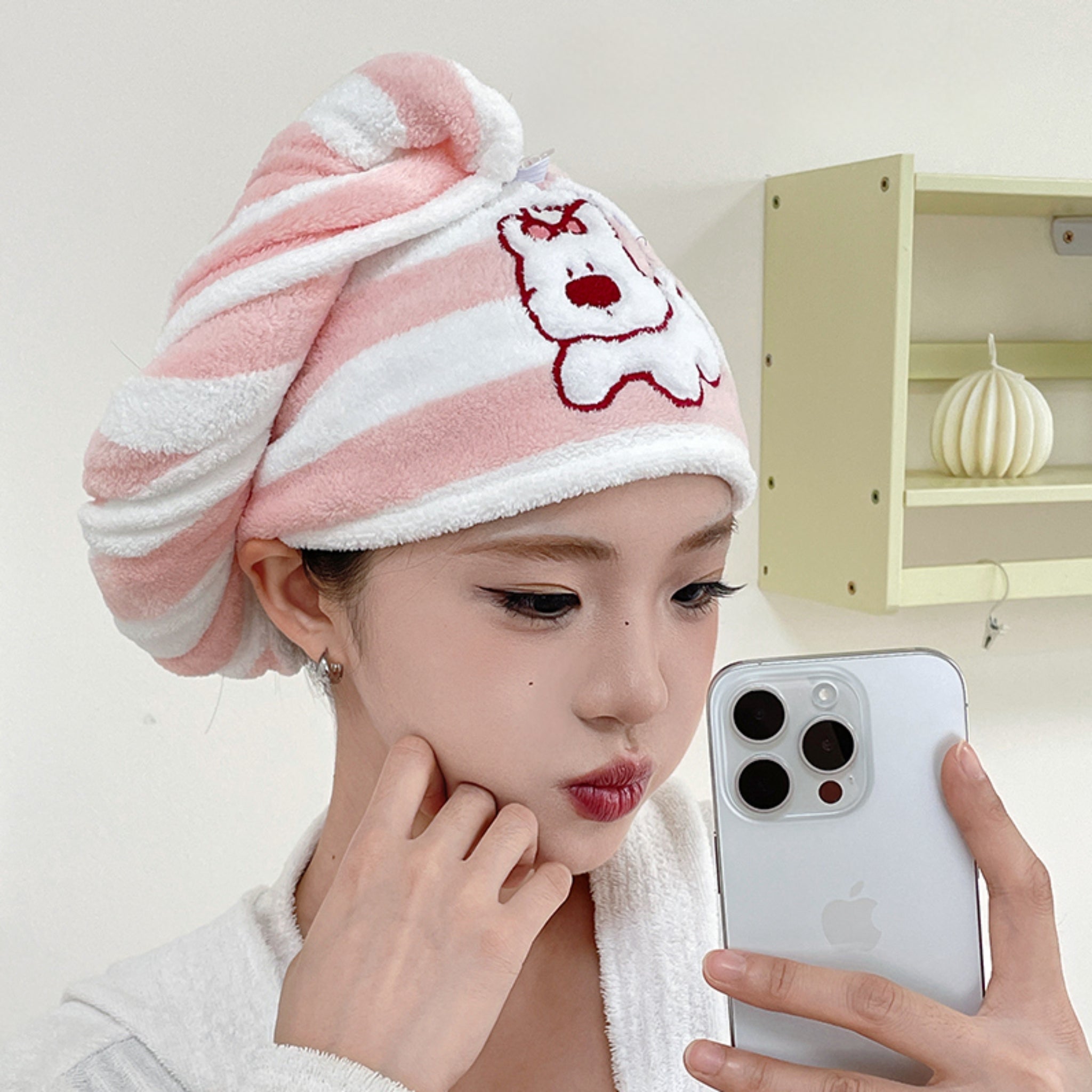Striped puppy dry hair cap