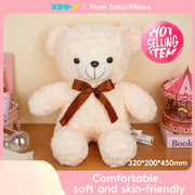 Ribbon Rose Velvet Bear Stuffed Doll (M) (45cm) (White)