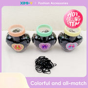 Black Disposable Hair Ties with Heart Box