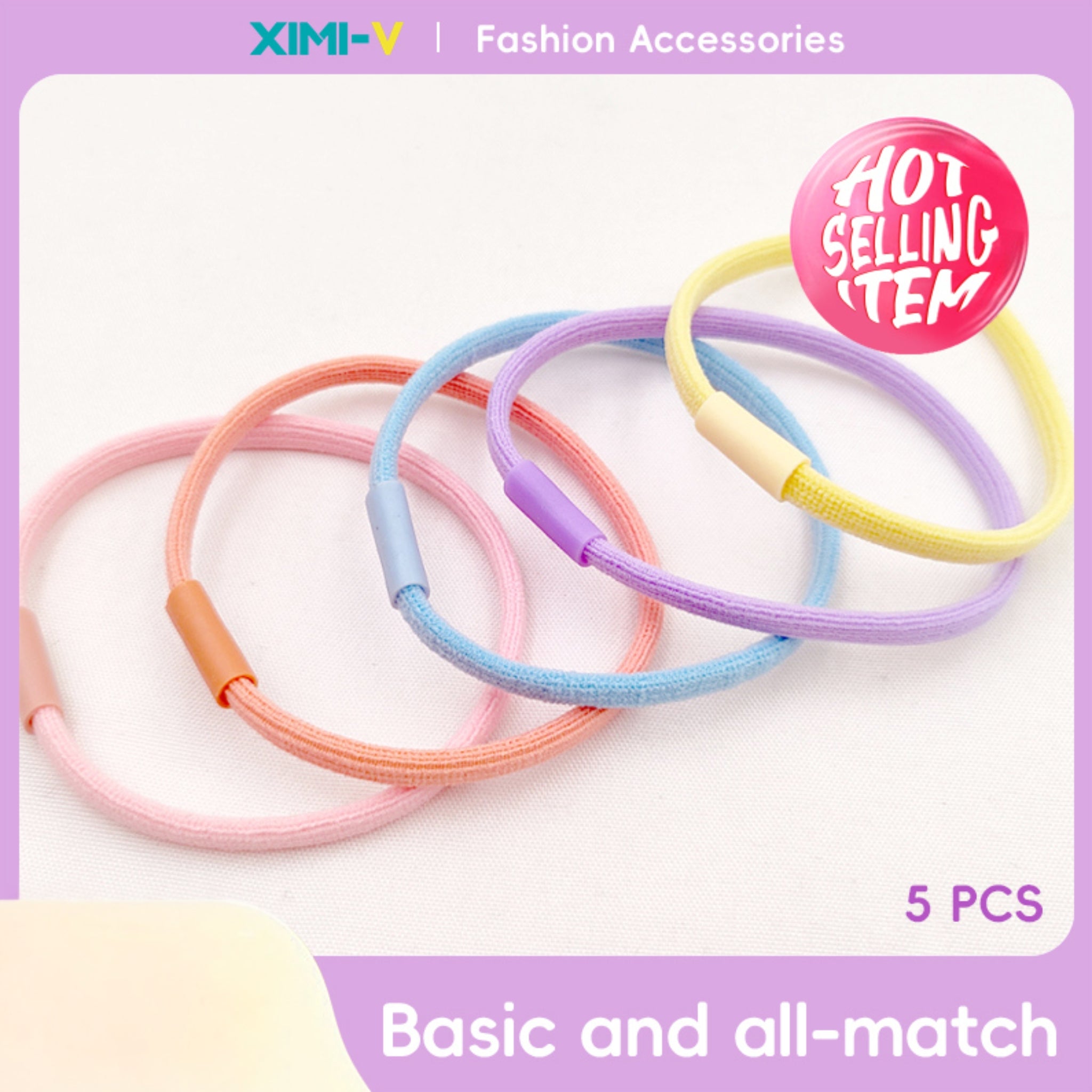 Solid color fashion basic rubber band 5