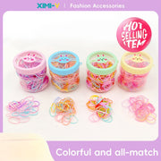 Playful bunny bucket colored disposable rubber band