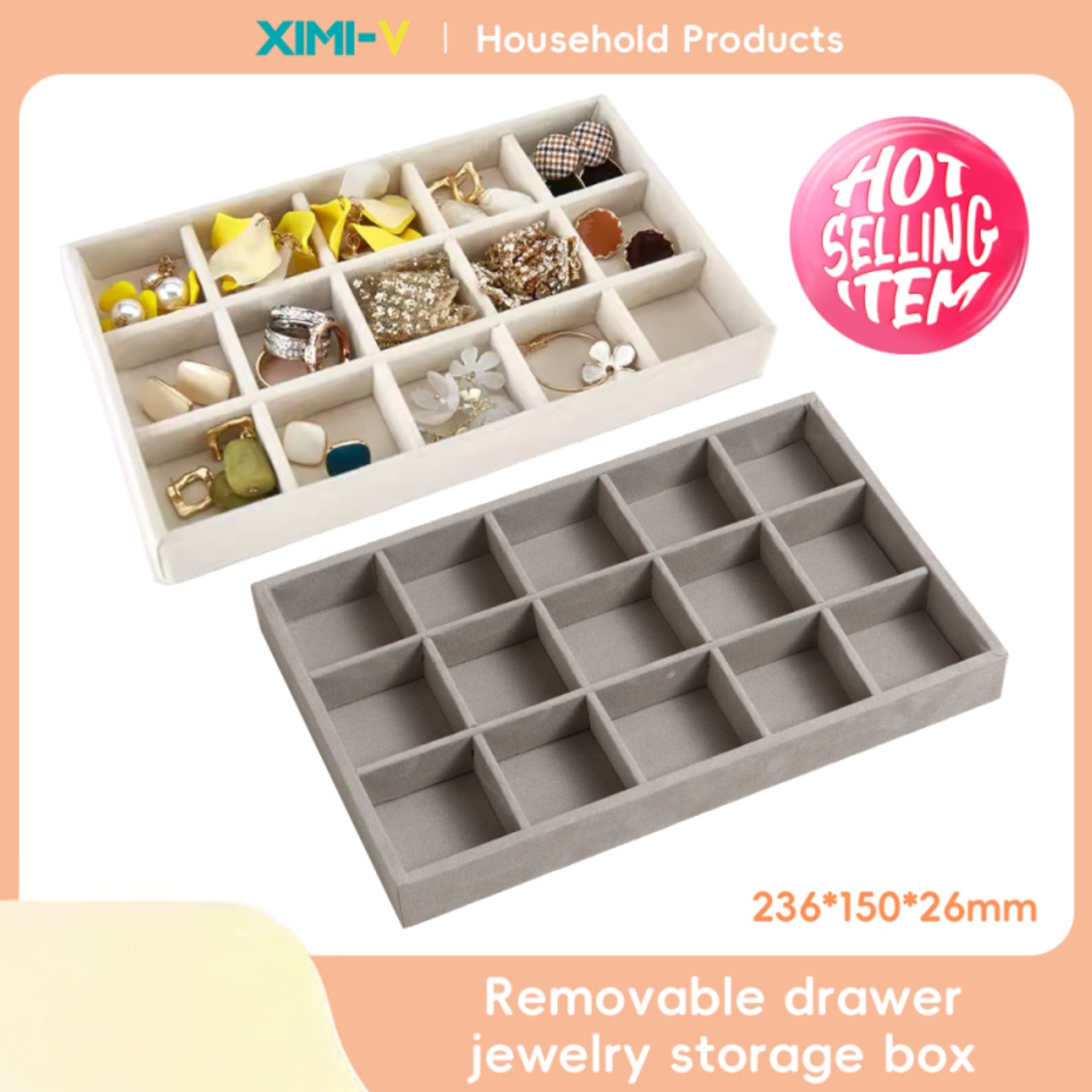 Large combination flocking jewelry plastic storage C type (m