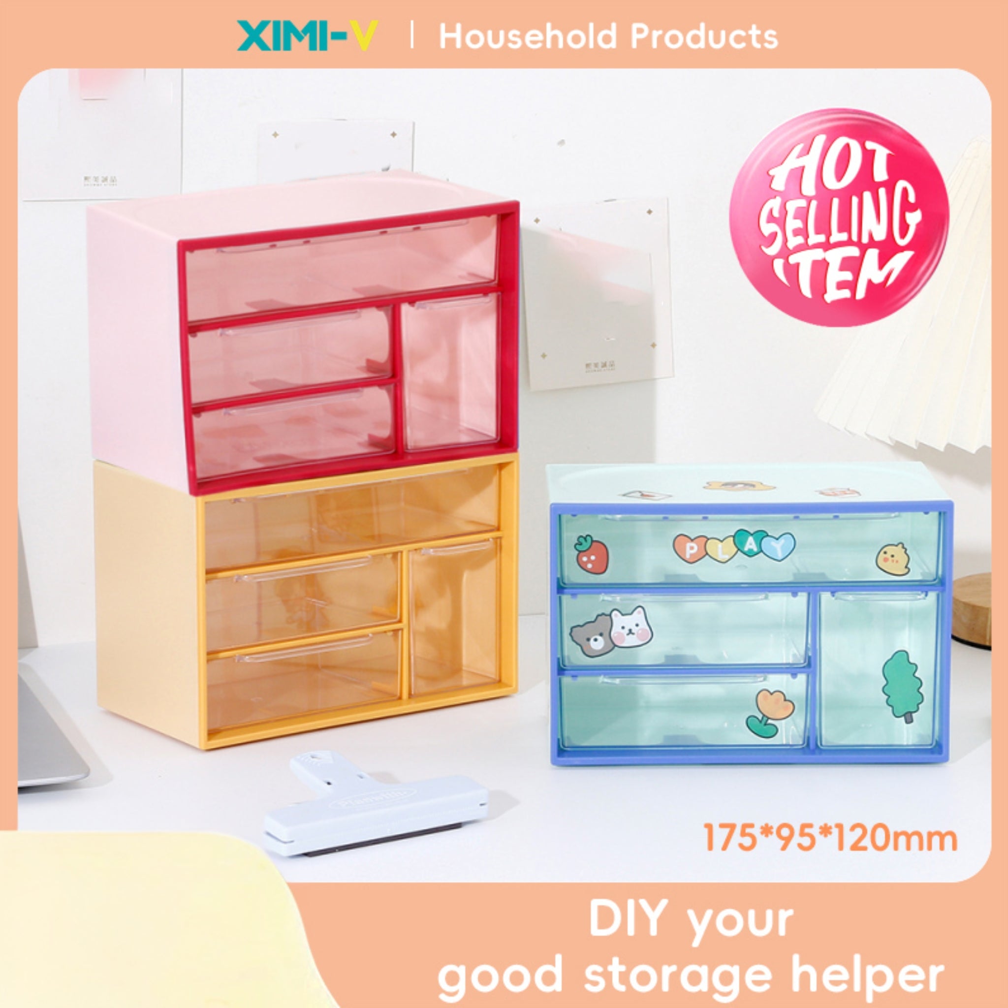 Four compartments DIY Plastic Storage (mixed)