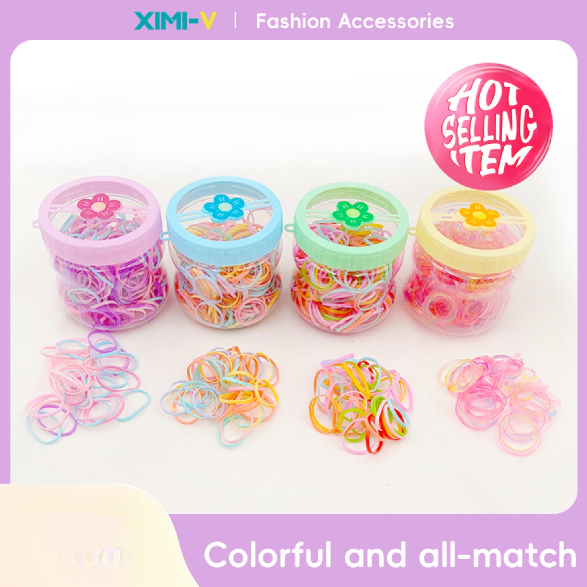 Printed beautiful bucket color disposable rubber band