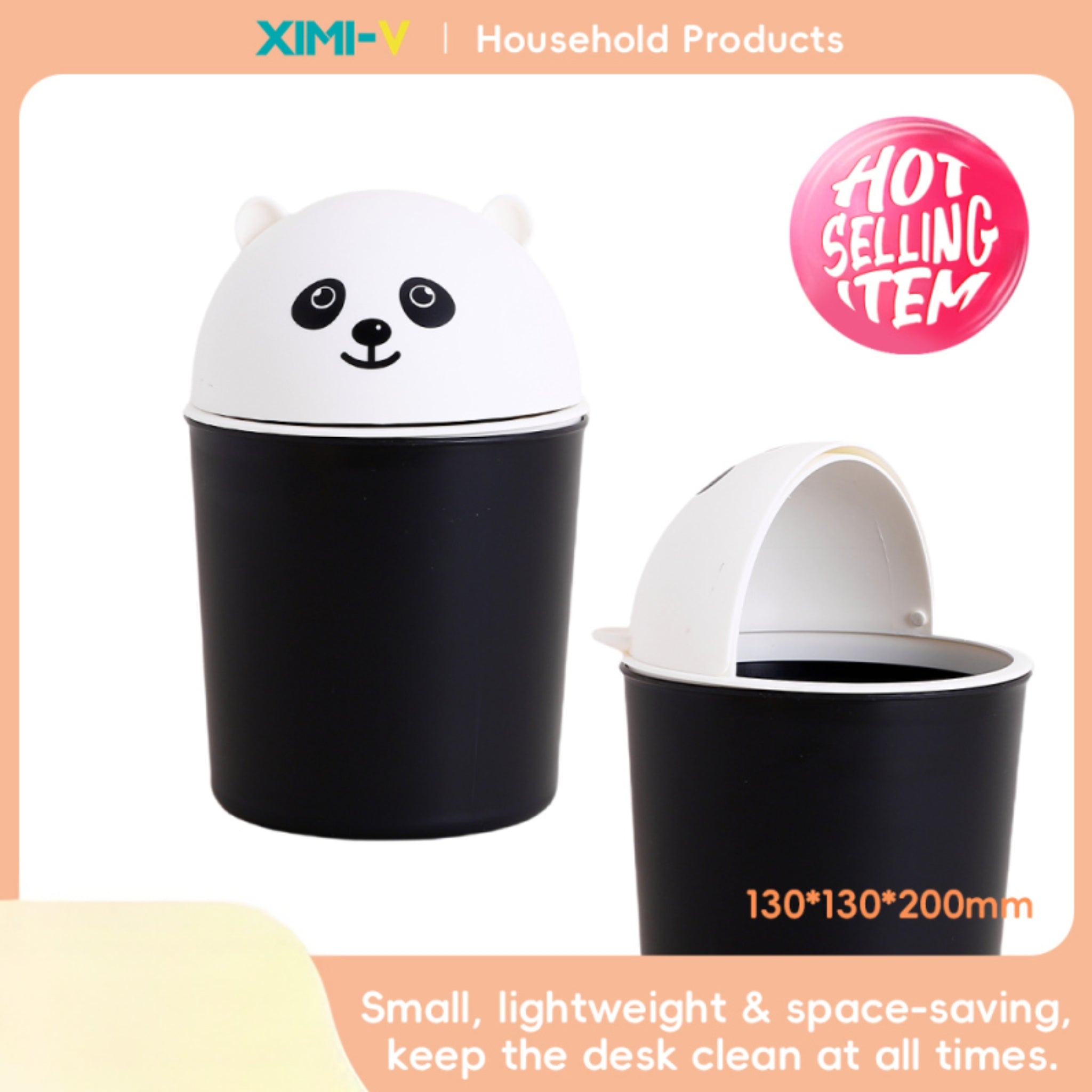 Cartoon Desktop Trash Can (Black-White)
