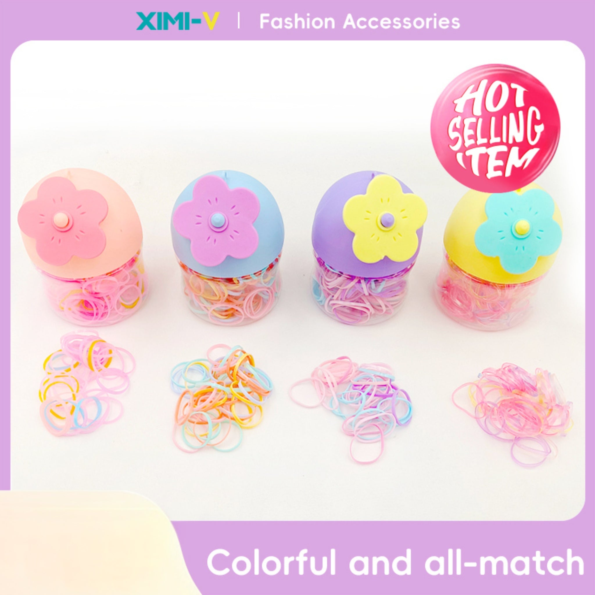 Colored flower bucket colored disposable rubber band