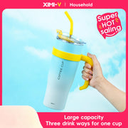 1200ml/40.57fl.oz. Extra Large Basic Thermos Cup with Straw (Gradient Blue)