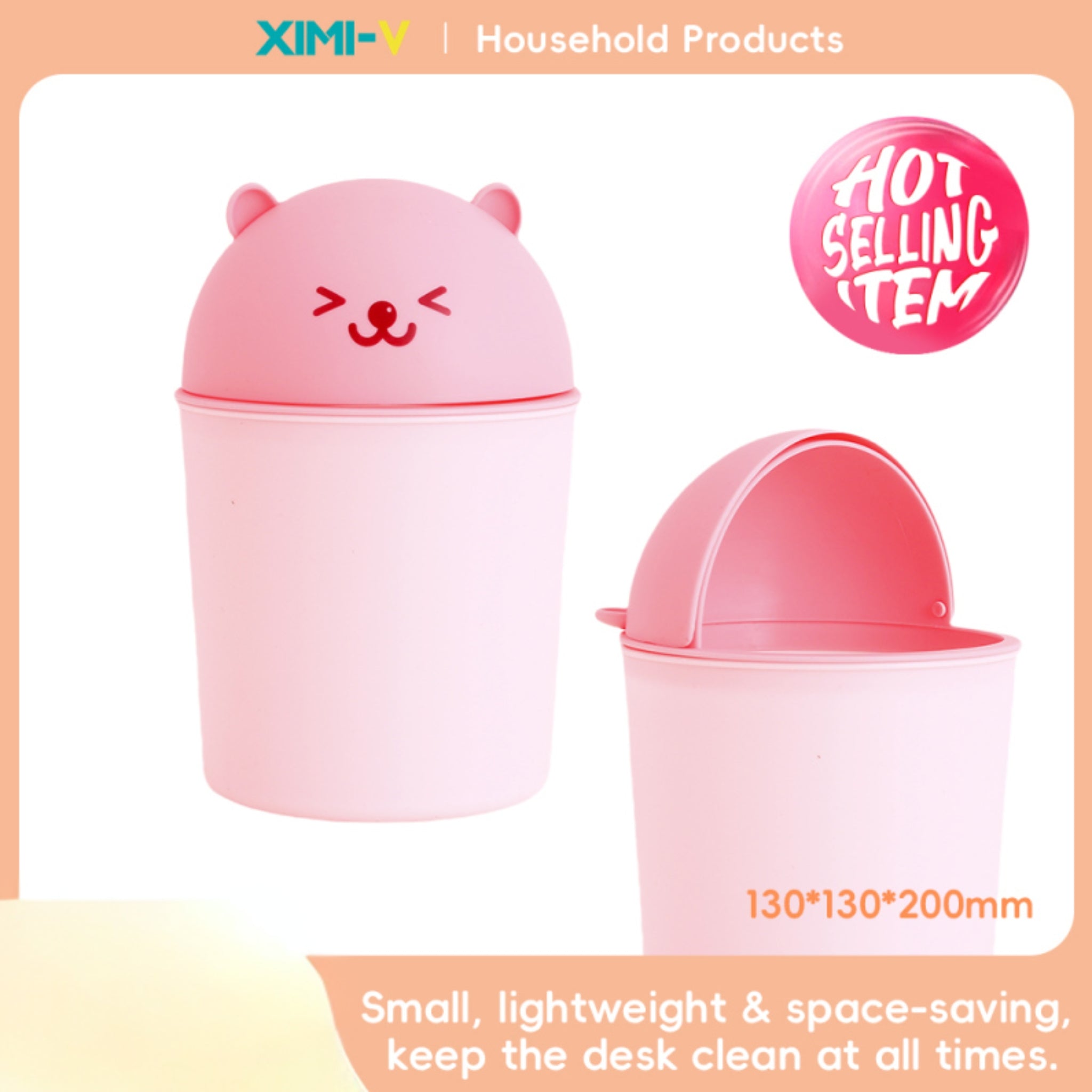 Cartoon Desktop Trash Can (Pink)