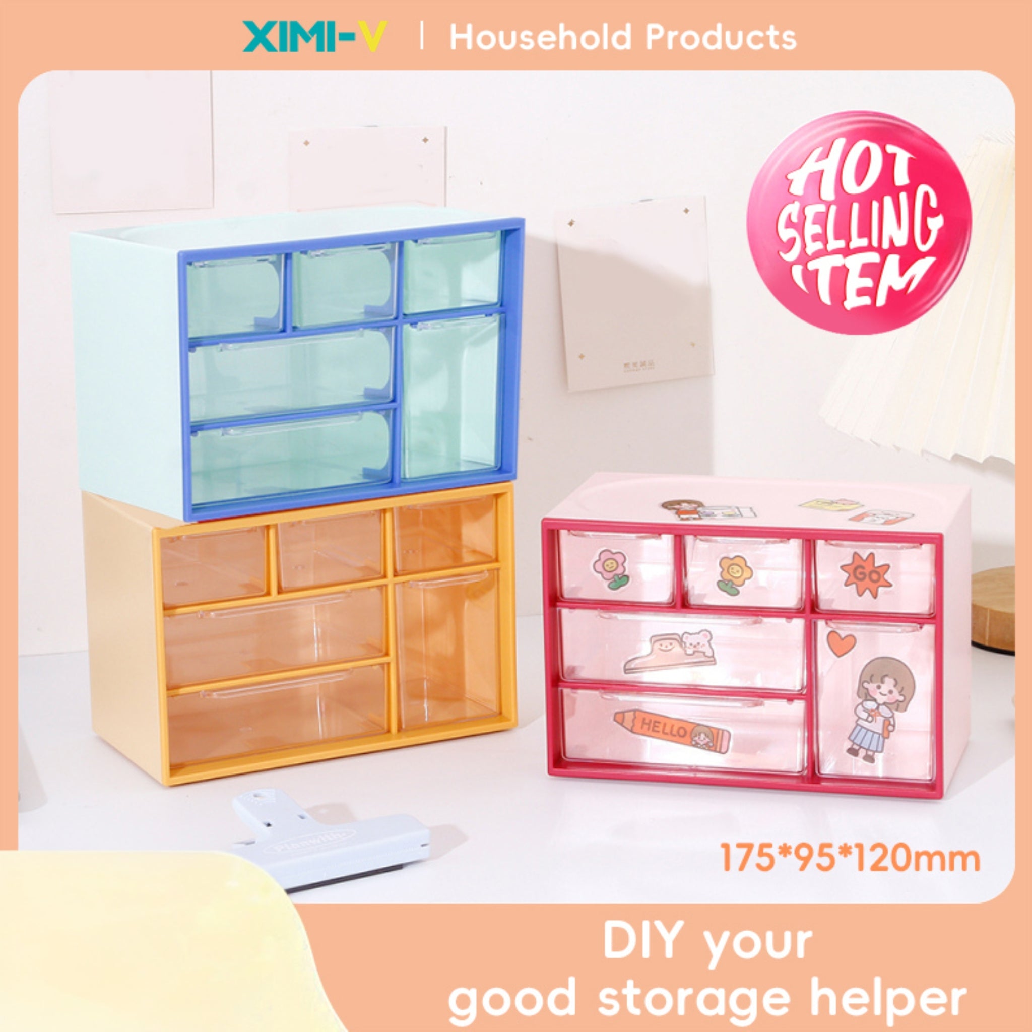 Six compartments DIY Plastic Storage (mixed)