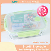 1040ml/35.16fl.oz. Rectangular Glass Preservation Box (Green