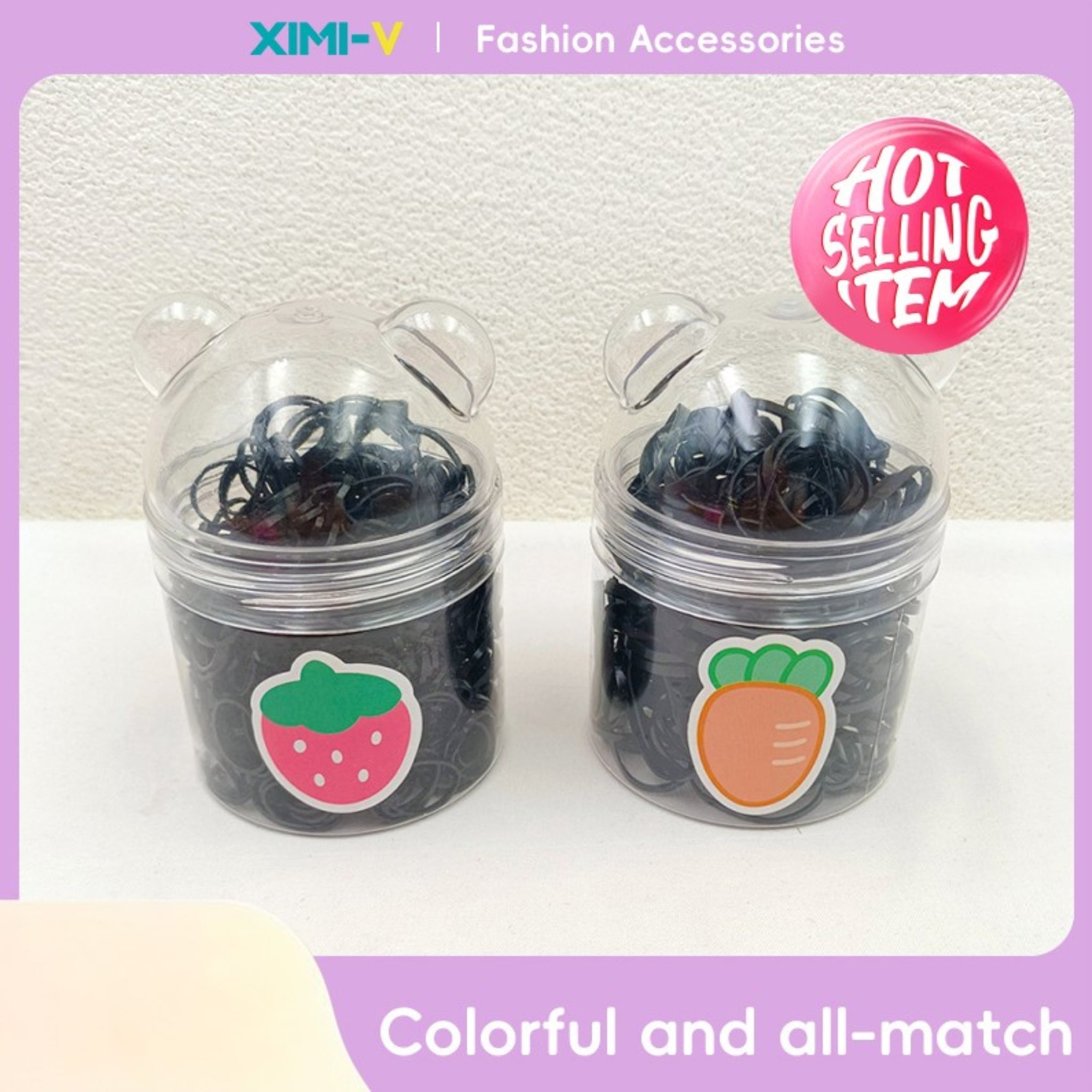 Black Disposable Hair Ties with Bear Box