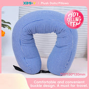 Simple Striped Particle Foam U-shaped Pillow (Blue)