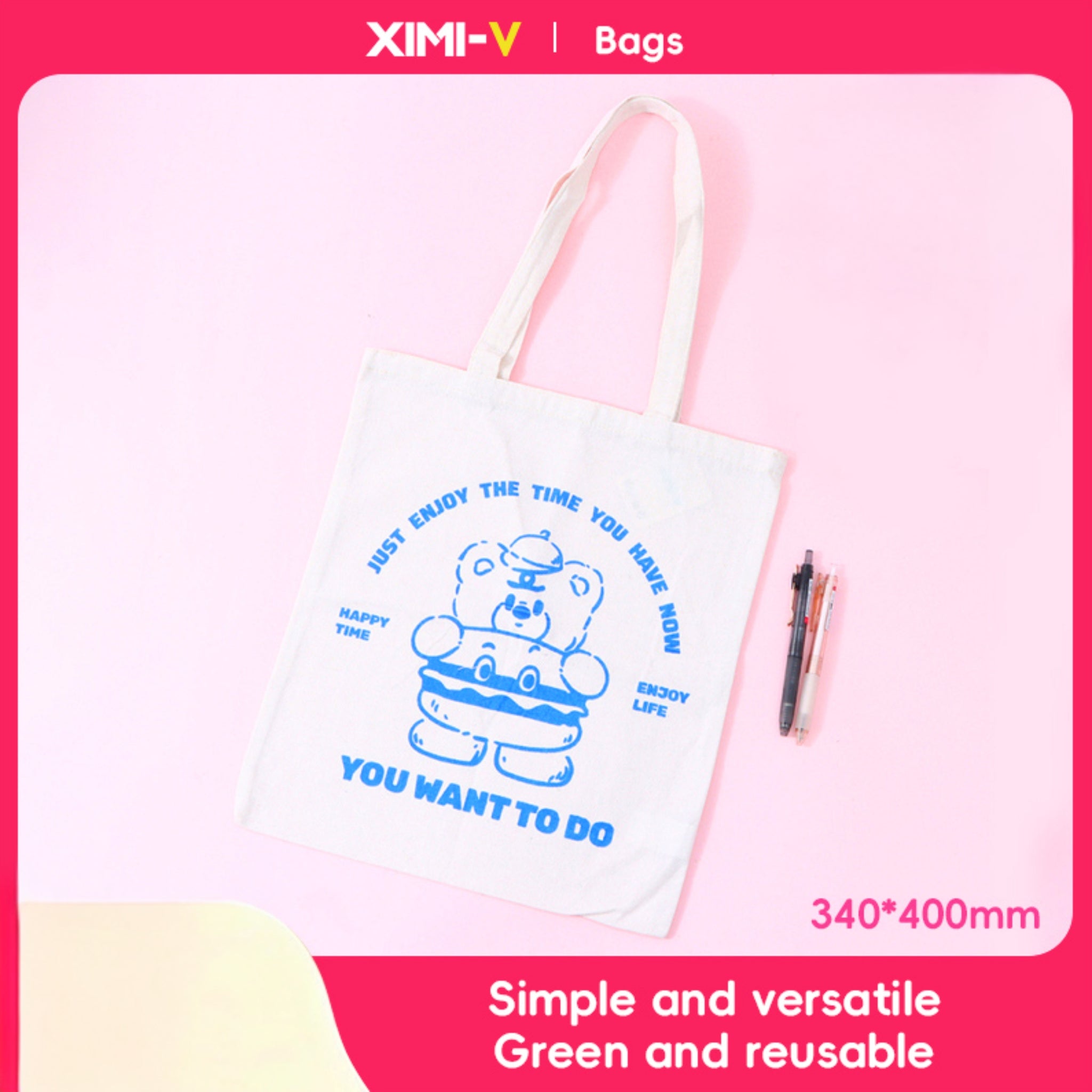 Hamburger Bear canvas bag