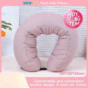 Simple Striped Particle Foam U-shaped Pillow (Pink)