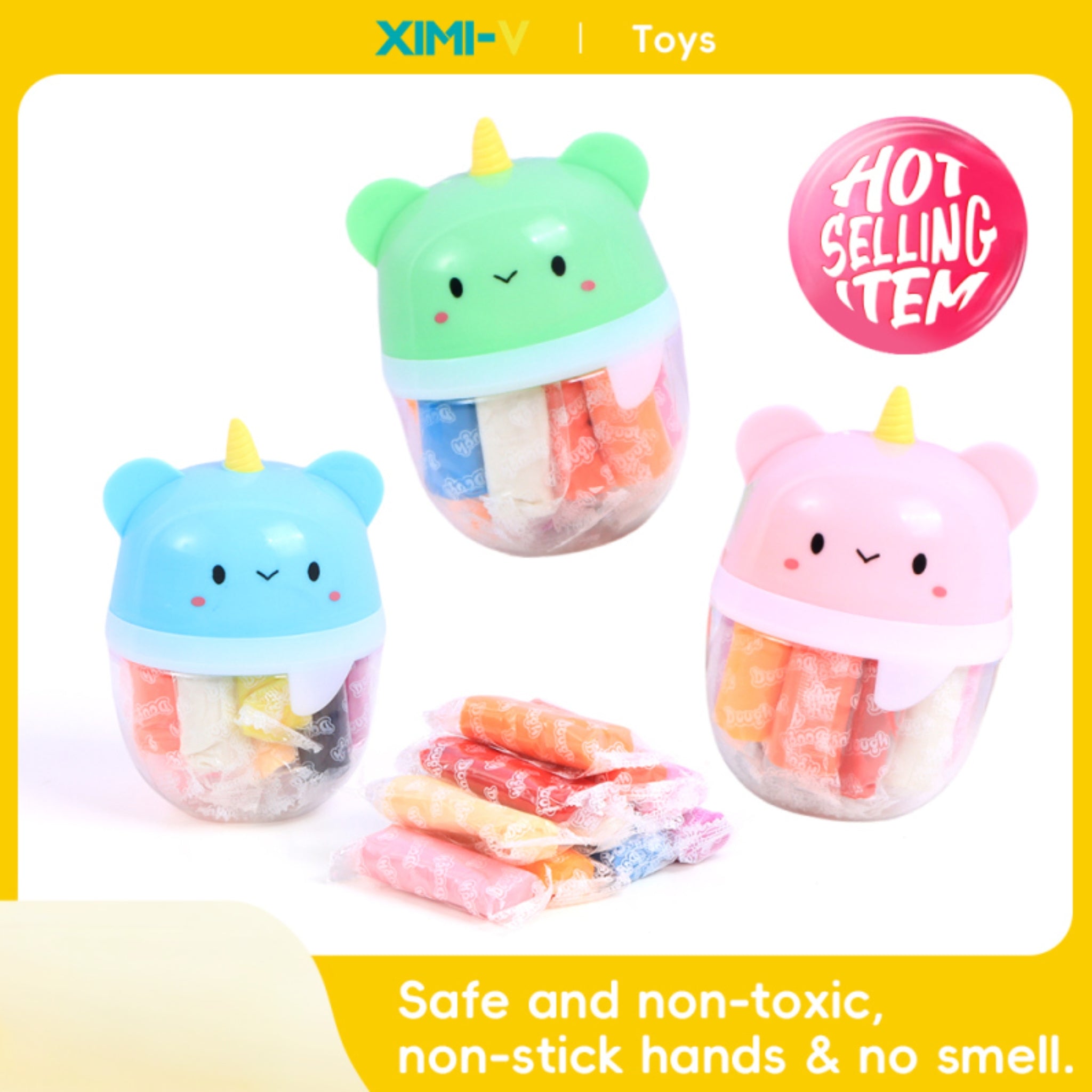 12 Colors Modeling Clay with Lovely Unihorned Kitten Box