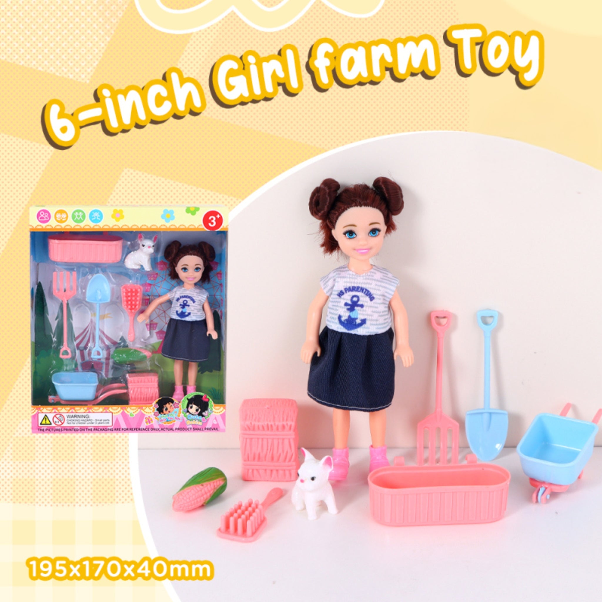 6-inch Girl Farm Toy Set