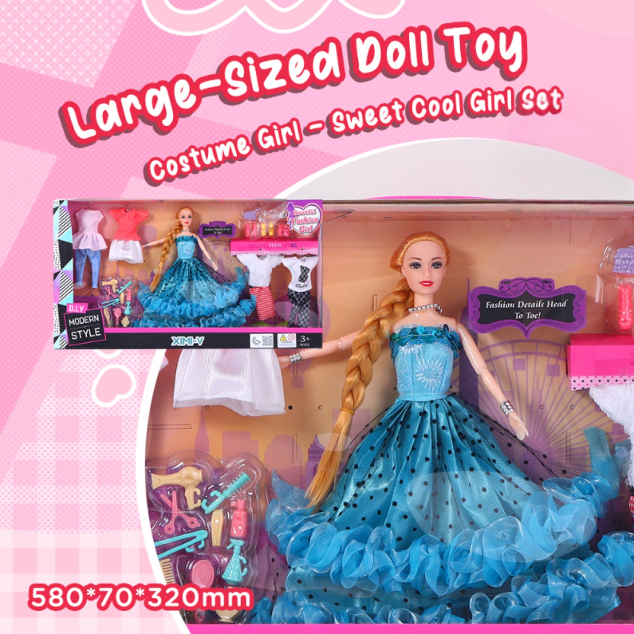 Large-Sized Doll Toy - Costume Girl - Sweet Cool Girl Set