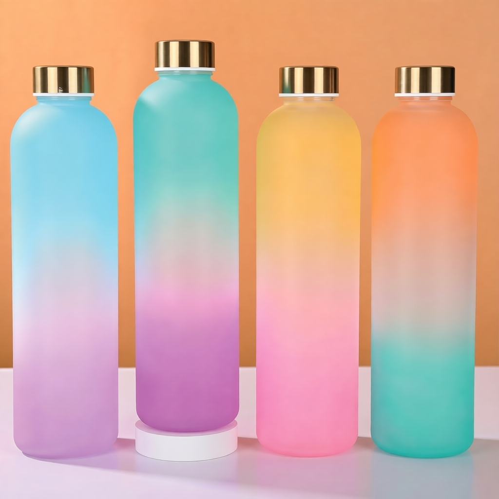 1000ml/33.81fl.oz. Sporty Gradient Color Series Matte Basic Plastic Cup