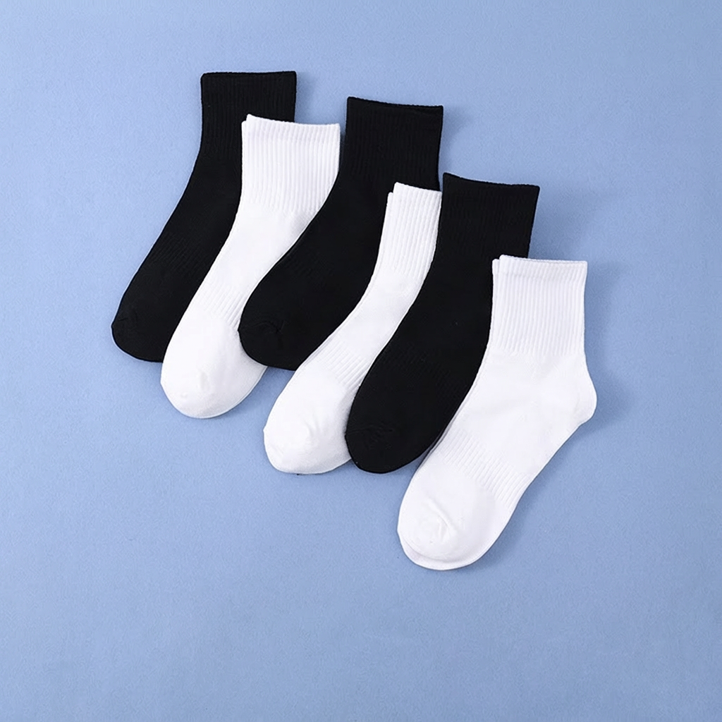 Solid color men's mid-tube socks (3 Pairs)
