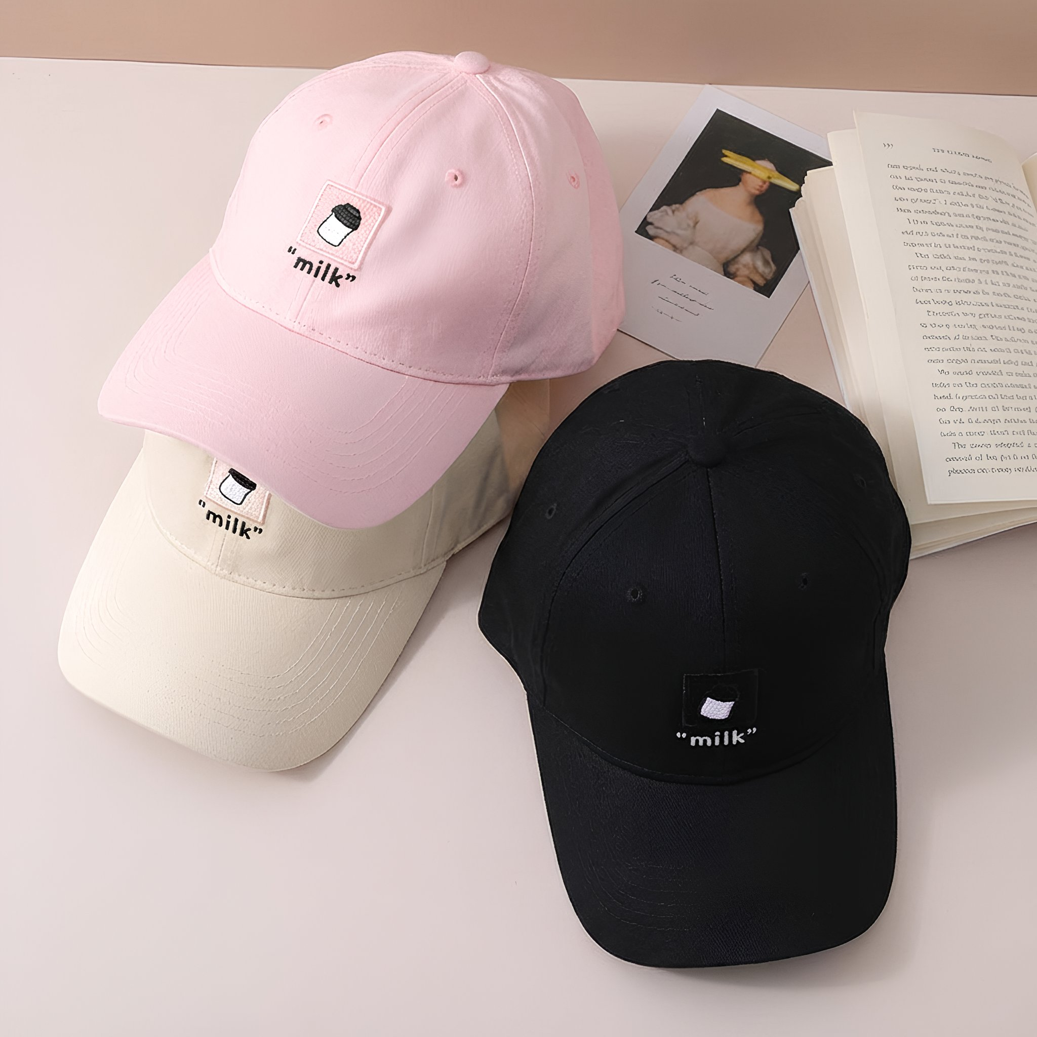 All-match Milk Embroidered Baseball Cap