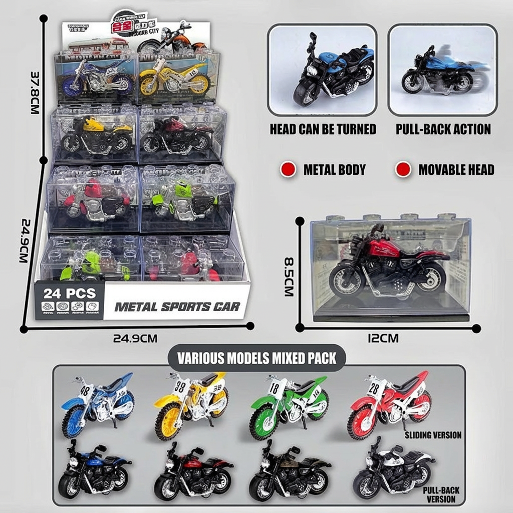 Alloy pull-back motorcycle
