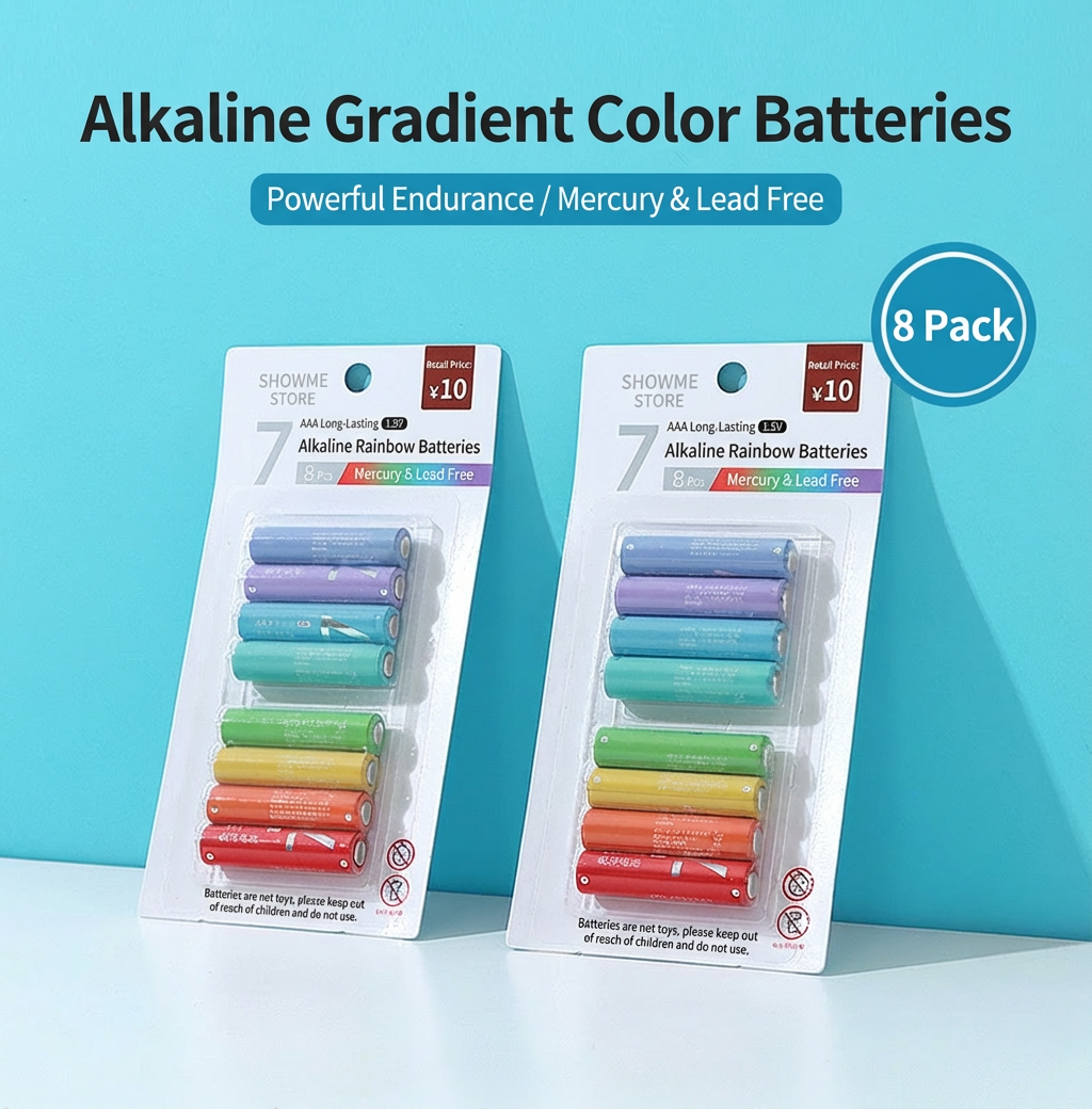8 pieces of No. 7 alkaline rainbow batteries