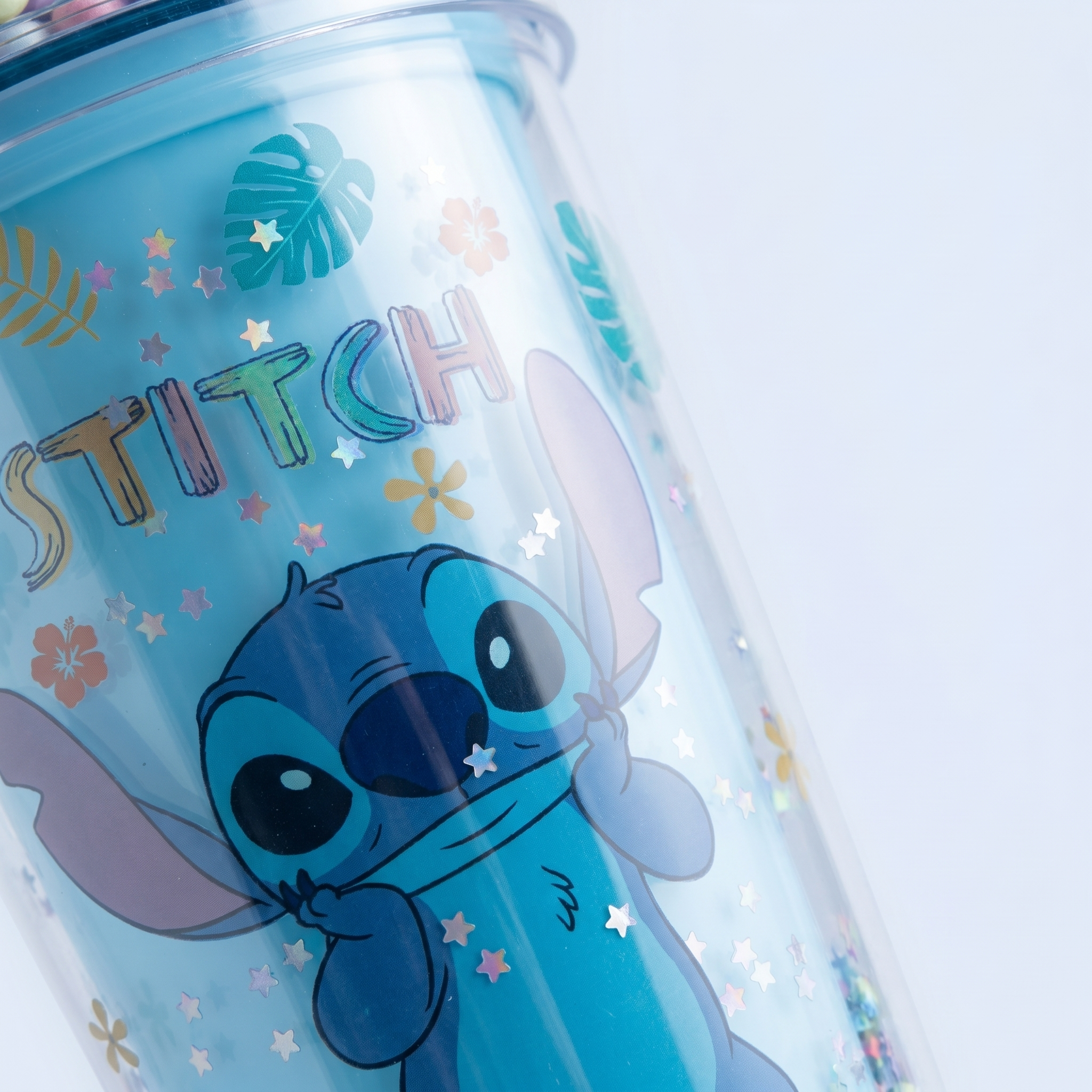 Stitch Bubbles Double-layer Straw Plastic Cup 450ml/15.22 fl.oz.