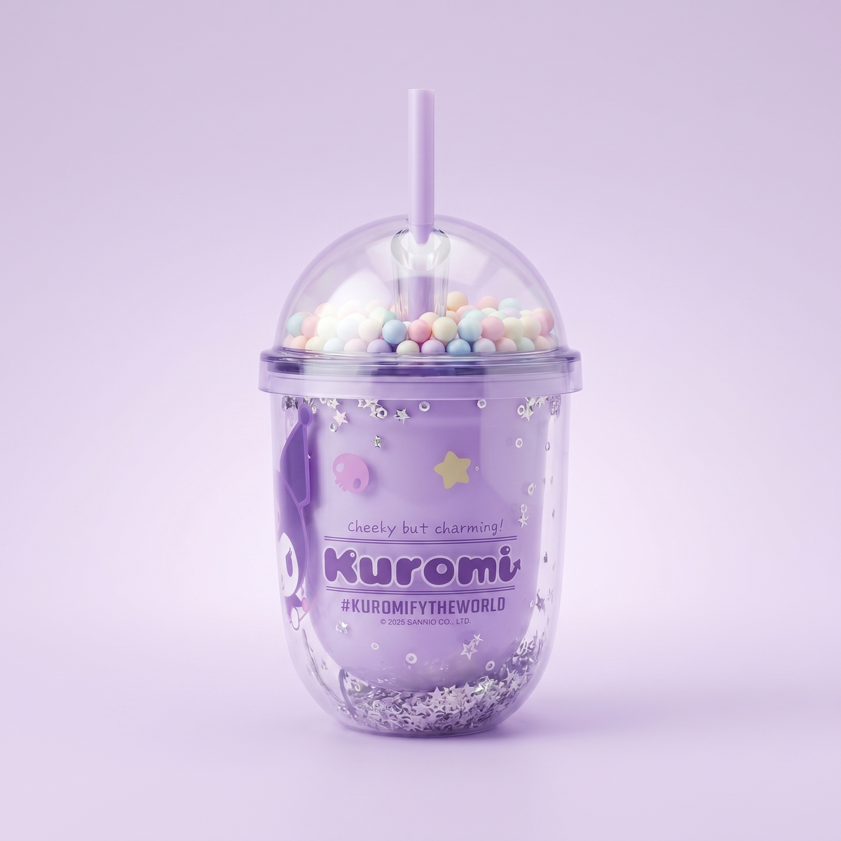 Sanrio Kuromi Bubble Plastic Cup 350ml/11.83 fl.oz. (Purple)