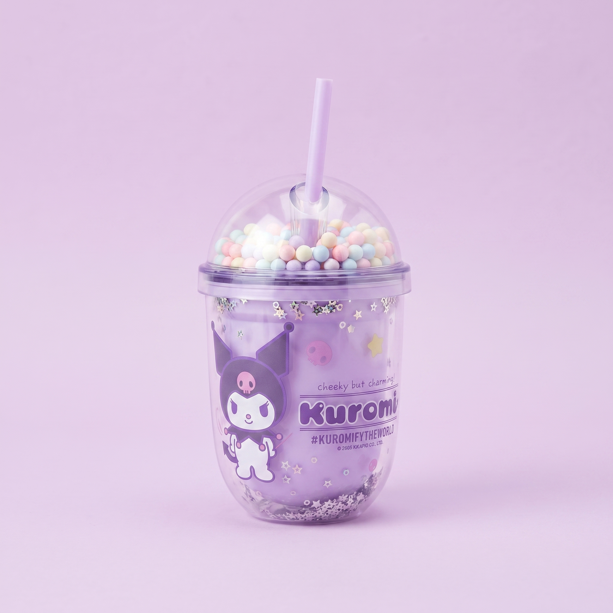 Sanrio Kuromi Bubble Plastic Cup 350ml/11.83 fl.oz. (Purple)