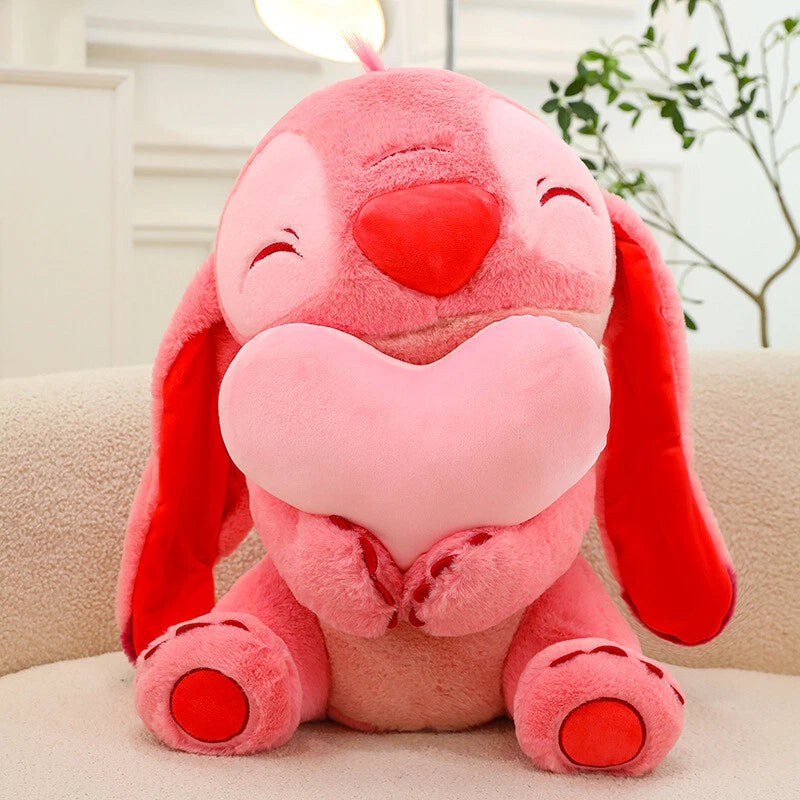 Stitch/Angel Hugging Heart Sitting Plush Doll (M)