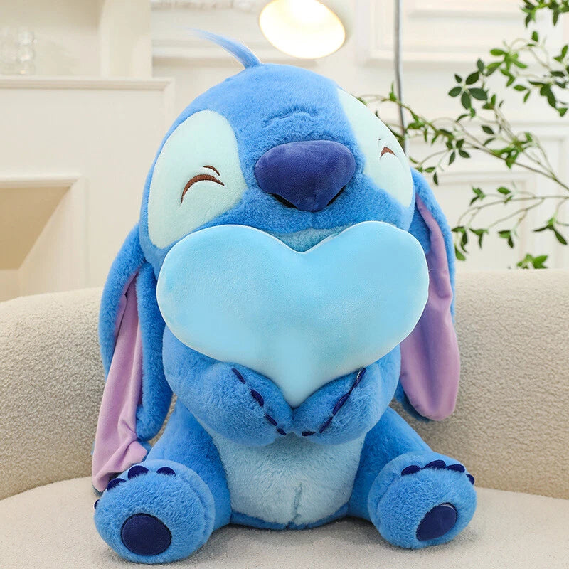 Stitch/Angel Hugging Heart Sitting Plush Doll (M)